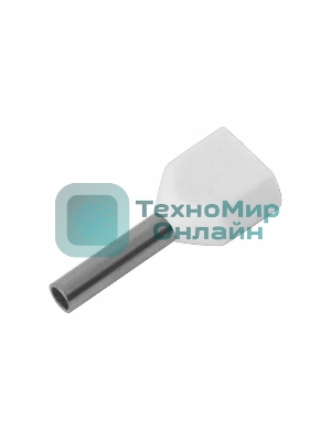 Наконечник штыревой втулочный изолированный Rexant F-8 мм 2х0.5 мм² (НШВи(2) 0.5-8/Ги2 0,5-8) белый