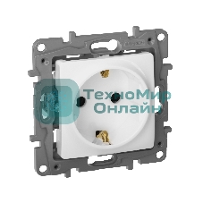 Механизм розетки 1-м СП Etika 2К+З 16А защ. шторки с заземл. винт. зажимы бел. Legrand 672222