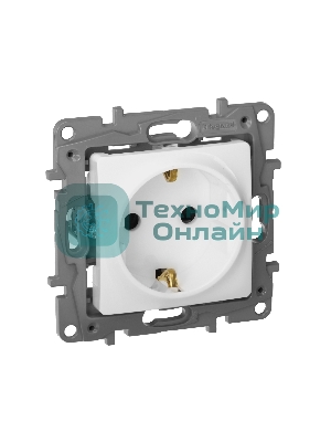 Механизм розетки 1-м СП Etika 2К+З 16А защ. шторки с заземл. винт. зажимы бел. Legrand 672222