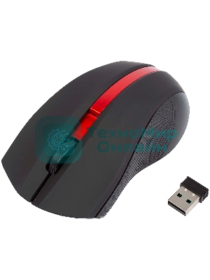 Мышь беспроводная HIPER HOMW-073 черный/красный, 1000 dpi, радиоканал, USB, кнопки - 3