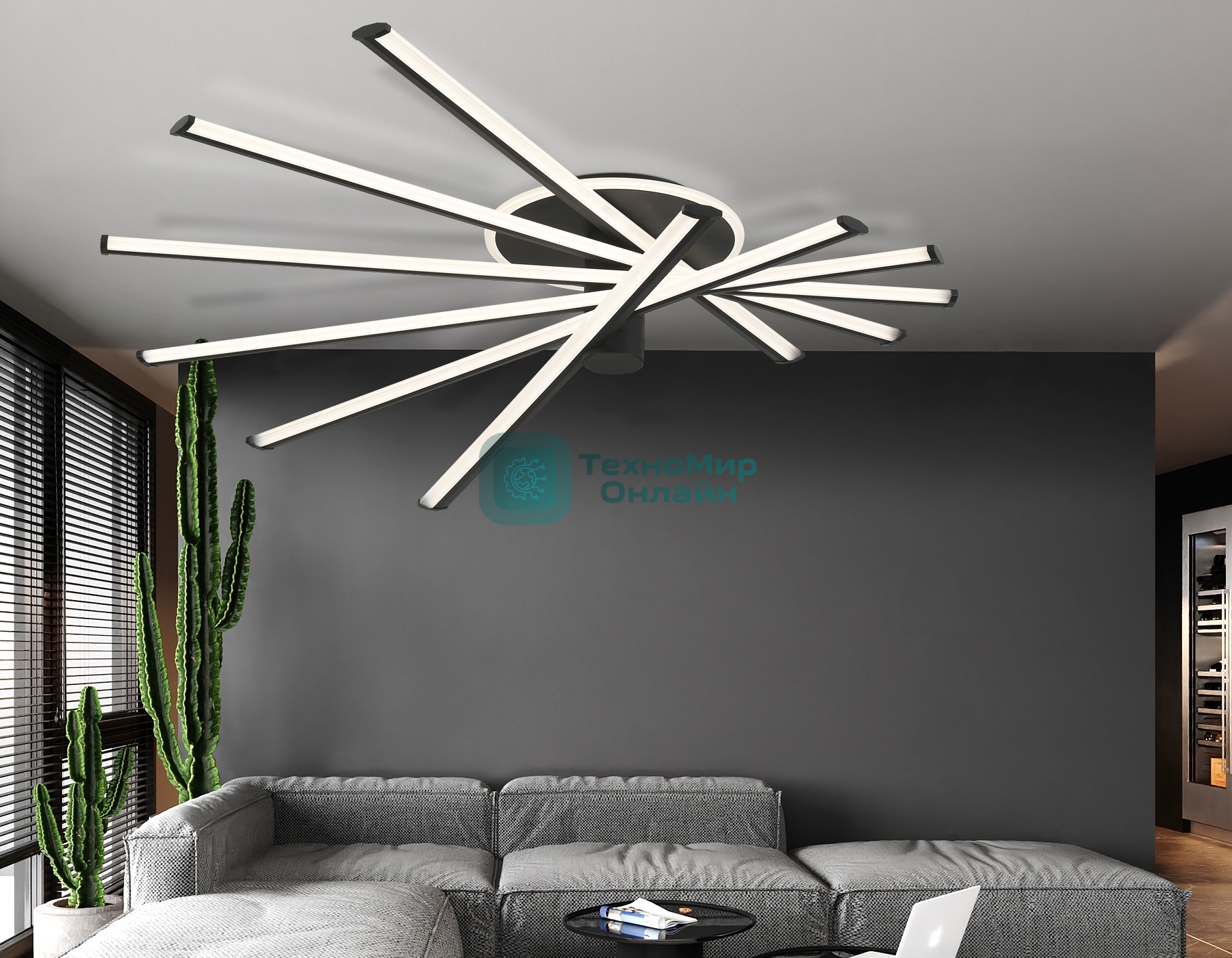 Потолочный светодиодный светильник Ambrella light FL6232 BK черный 96W 3000K-6400K 605*605*200 (ПДУ ИК)