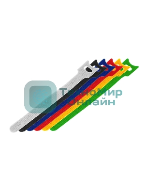 Набор хомутов-стяжек многоразовых на липучке Rexant 210х16 мм, цветная, упаковка 12 шт.