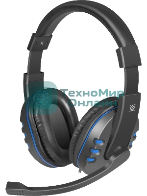 Гарнитура Defender Warhead G-160 чёрный/синий, проводная