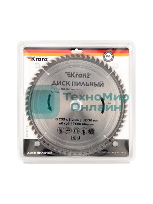 Диск пильный Kranz 255 мм х 60 зуб х 32/30 мм