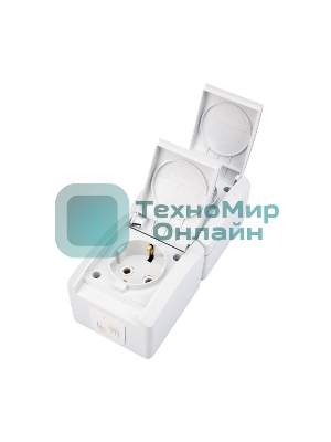 Блок вертикальный 2 розетки Kranz INDUSTRIAL IP54 с заземлением, о/у, белый