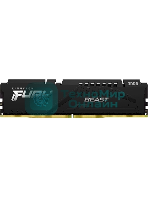 Оперативная память Kingston Fury Beast, DDR5, 32GB (1x32GB), 5600MHz, CL40, DIMM, с радиаторами, черный