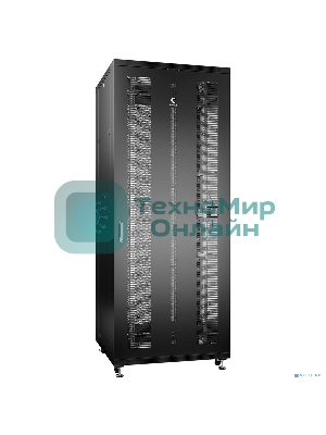 Шкаф серверный напольный Cabeus, IP20, 42U, 2055х800х1000 мм (ВхШхГ), дверь: перфорация, боковая панель: сплошная, разборный, черный