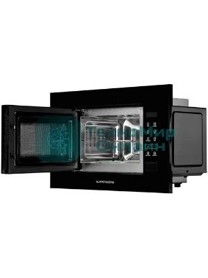 Встраиваемая микроволновая печь Kuppersberg HMW 620 B, объем 20 л, мощность 700 Вт, поворотный стол, High-Tech, 9 автоматических программ, гриль, сенсорное управление, черный