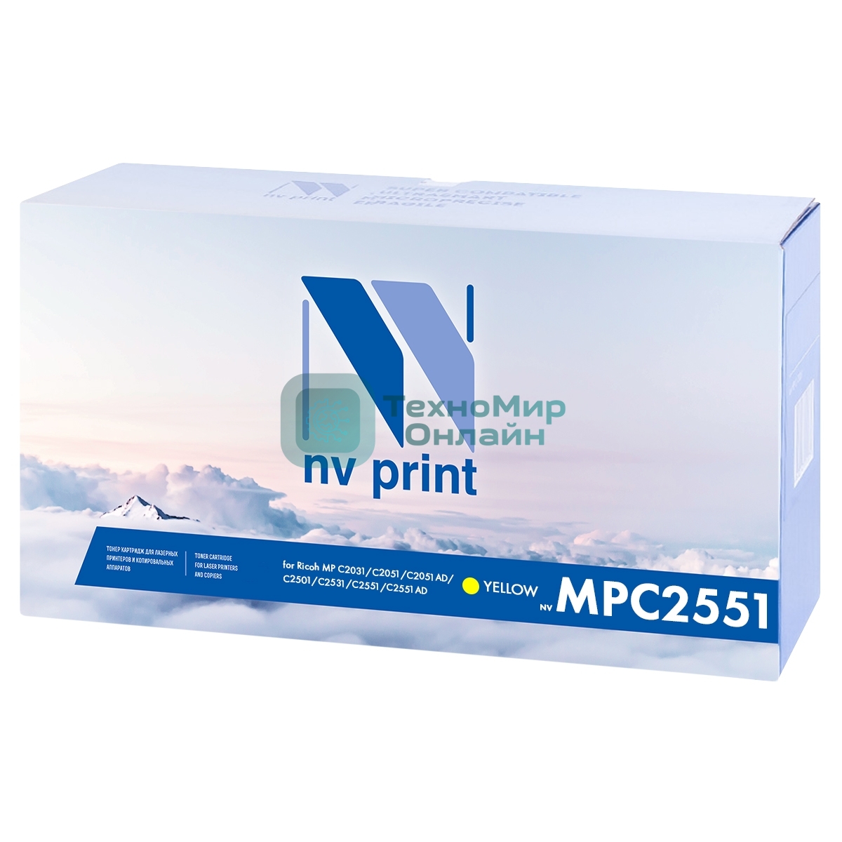 Картридж лазерный NVPrint совместимый Ricoh Aficio MP C2551 желтый для MP C2051/C2051AD/C2551/C2551AD (9500k)