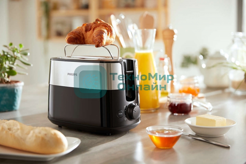Тостер Philips HD2516 830Вт черный/стальной