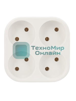 Четверник электрический Rexant 6А без заземления, белый