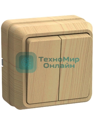 Выключатель 2-кл. ОП ОКТАВА 10А IP20 откр. уст. сосна IEK EVO20-K03-10-DC