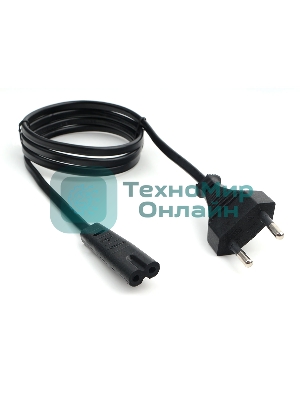 Кабель питания аудио/видео Cablexpert PC-184/2-1М, 1м, CEE 7/16 - C7, 2-pin, 2х0,5, черный, пакет