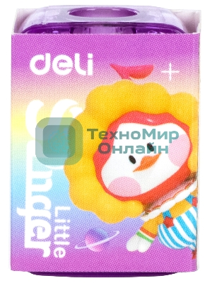 Точилка для карандашей ручная Deli EH552 Little Singer, 1 отверстие, пластик, ассорти, коробка