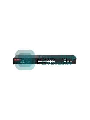 Коммутатор неуправляемый IP-COM G1120P-16-250W PoE, 20 портов, 18x1 Гбит/с, SFP 2x1 Гбит/с, PoE 16х30 Вт (до 230 Вт)
