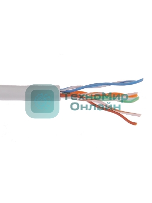 Кабель связи витая пара U/UTP, cat.5e, 4 пары 24AWG solid, 305м, ПВХ, серый