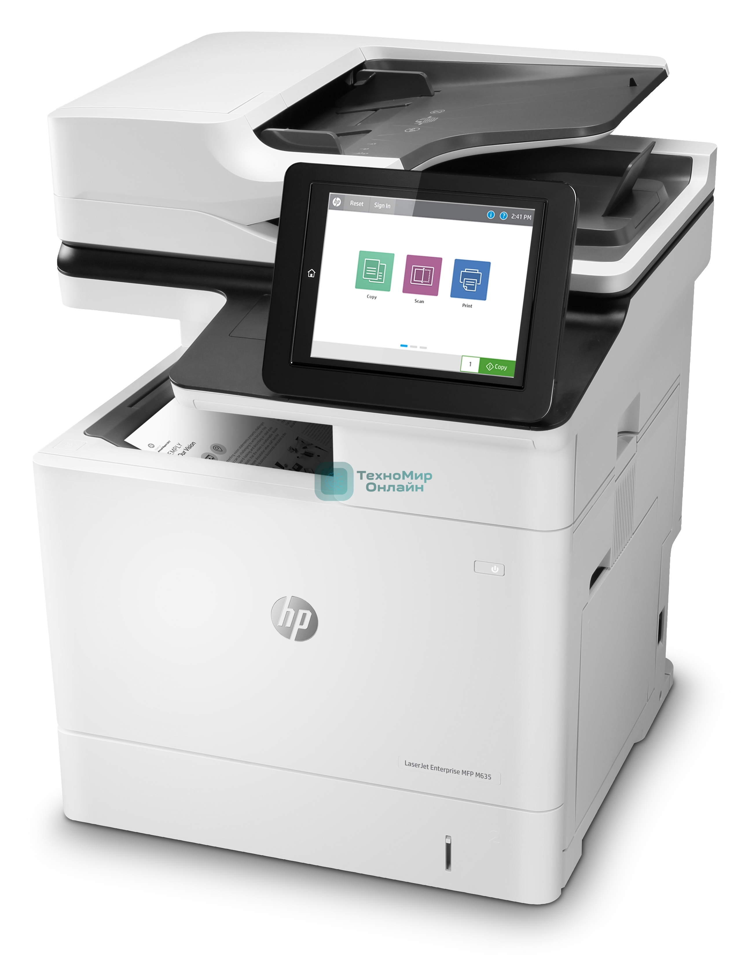 МФУ лазерное HP LaserJet Enterprise MFP M635h (A4, принтер/копир/сканер, 1200dpi, 61ppm, 1.5Gb+HDD500Gb, DADF150, Duplex, Lan, USB) (7PS97A)