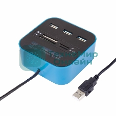 Разветвитель USB Rexant на 3 порта+картридер (все в одном) черный