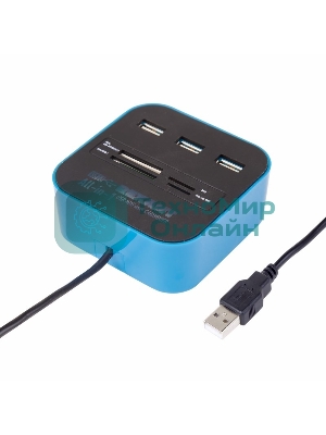 Разветвитель USB Rexant на 3 порта+картридер (все в одном) черный