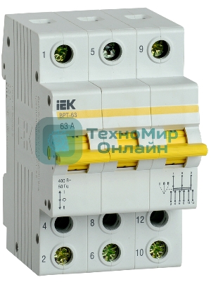 Выключатель-разъединитель трехпозиционный 3п ВРТ-63 63А IEK MPR10-3-063