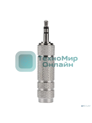 Переходник Rexant 3,5мм стерео штекер - 6,3мм стерео гнездо, металл