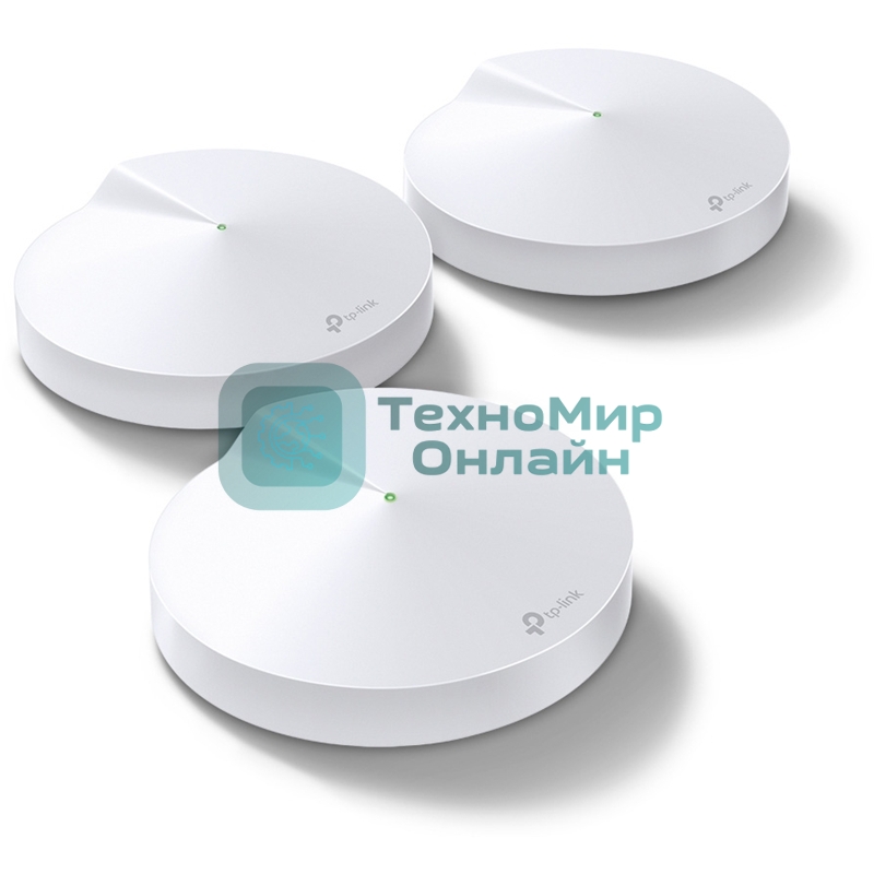 Маршрутизатор TP-Link TP-Link DECO M5(3-PACK) AC1300 Домашняя Wi-Fi система, чипсет Qualcomm, два диапазона (Dual-Band), поддержка стандартов 802.11ac/a/b/g/n, 717 МГц четырехъядерный процессор, Bluetooth 4.2, 2 гигабитных порта Ethernet, 1 порт USB Type-C, 4 встроенные антенны, 256QAM, MU-MIMO, HomeCare