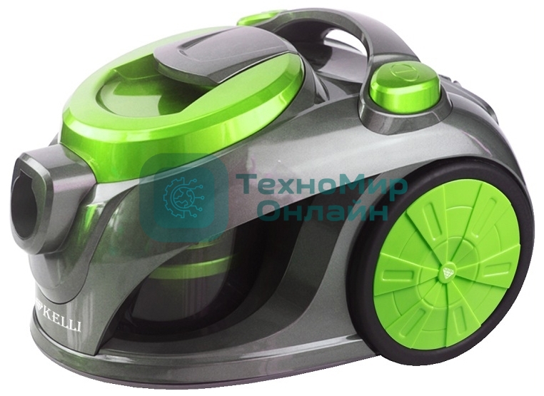 Пылесос Kelli KL-8008 зеленый/серый, 480/2600 Вт, уборка сухая, пылесборник контейнер 2,5 л