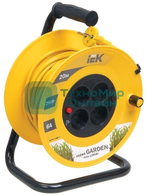 Катушка IEK WKP23-06-04-20 УК20 с т/з 4 места 2Р/20м 2х0,75 мм2 