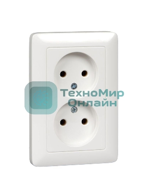 Розетка WESSEN RS16-235-BХИТ белый 2-ая б/з 10А скрытый монтаж