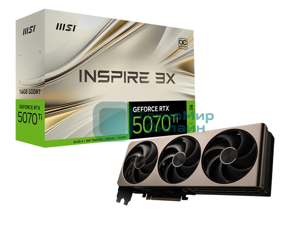Видеокарта MSI GeForce RTX 5070 Ti 16G INSPIRE 3X OC RTX5070TI 16Gb 256bit GDDR7 2482/28000 HDMIx1 DPx3 HDCP