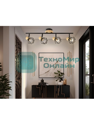 Светильник Ambrella light TR8754/4 BK/WD черный/дерево IP20 E27/4 615*115*200