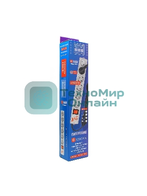 Сетевой фильтр PowerCube Фильтр-удлинитель (SPG(5+1)-16B-5M) 6 розеток, 5м,16А/3,5 кВт, белый