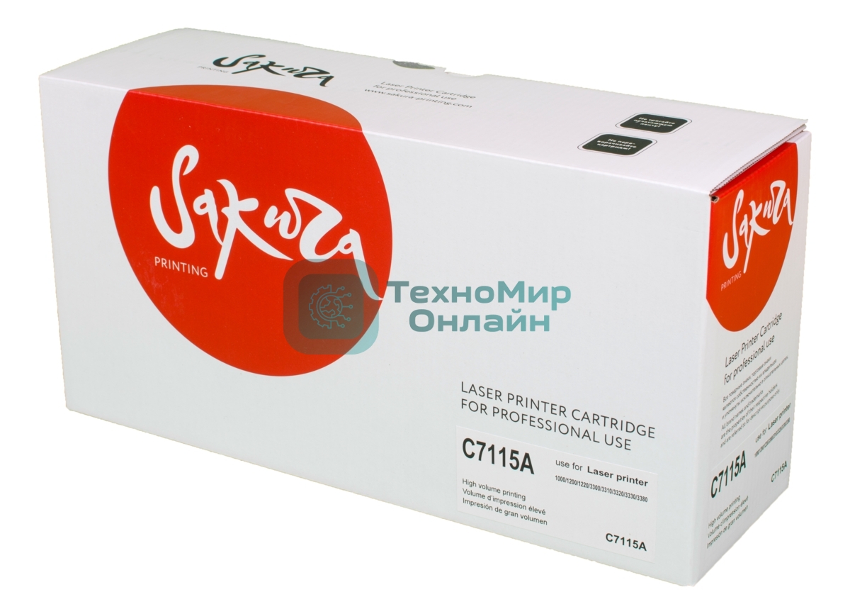 Картридж лазерный Sakura C7115A для HP LaserJet hp laserjet 1220/3300/3310/3320/3330/3380/1000/1005/1200, черный, 2500 к.