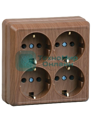 Розетка IEK ERO41-K04-16-DC РС24-3-ОД 4местн. с з/к 16А откр.уст. ОКТАВА (дуб)