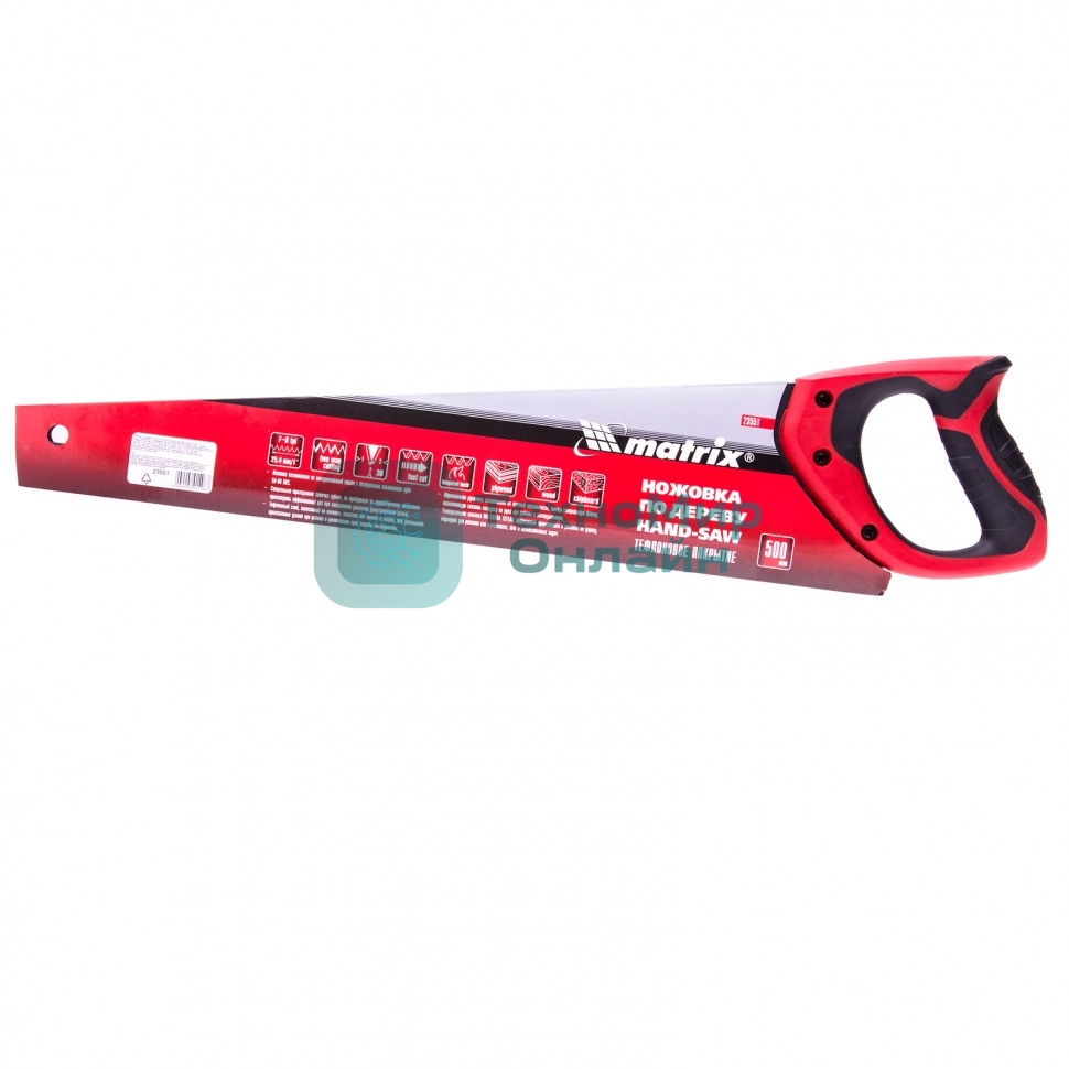 Ножовка по дереву Matrix, 500 мм,7-8 TPI,зуб-3D,каленый зуб,тефл.покр.полотна,двухкомпонентнаярук-ка