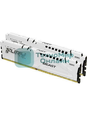 Оперативная память Kingston Fury Beast, DDR5, 32Gb (2x16Gb), 5600MHz, CL40, DIMM, с радиатором, белый