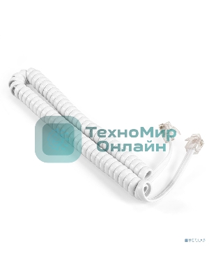 Патч-корд телефонный ExeGate TC4P4C-2M-W (шнур для телефонной трубки, витой, RJ-10 (4P-4C), 2м, белый)