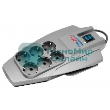 Сетевой фильтр Pilot X-Pro 3 м, 6 розеток, серый, коробка