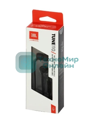 Проводные наушники JBL Tune 110 черный, внутриканальные, Jack 3.5 мм