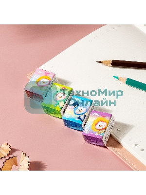 Точилка для карандашей ручная Deli EH552 Little Singer, 1 отверстие, пластик, ассорти, коробка