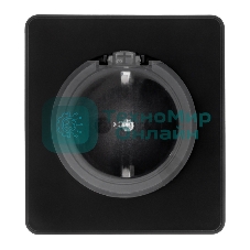 Розетка Kranz ROUND 1-ая с/з с/у, со шторками и крышкой 16А оникс