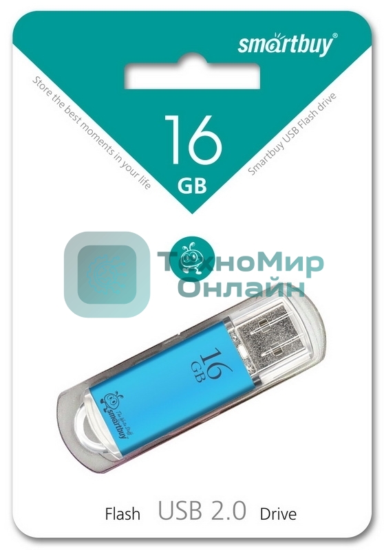 Флешка USB Smartbuy V-Cut series blue (SB16GbVC-B), 16Gb, USB 2.0, R/W 25/15, синий