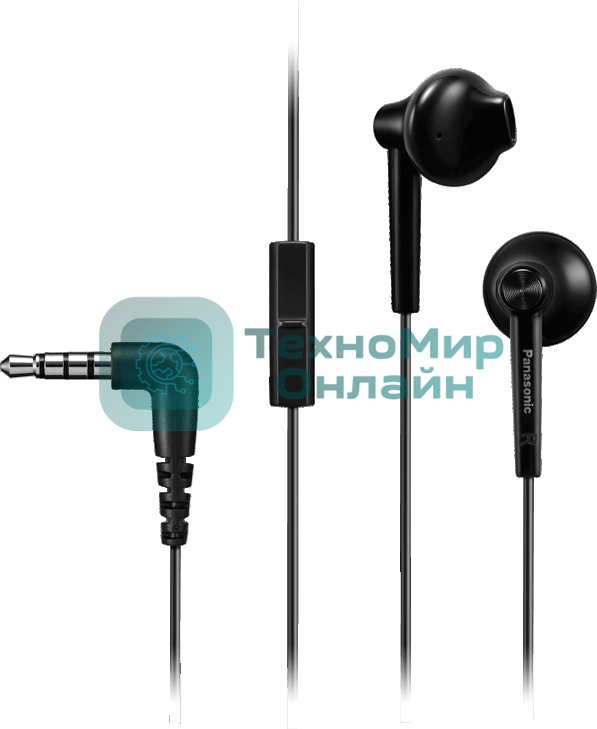 Проводная гарнитура Panasonic RP-TCM55GC-K черный, вкладыши, микрофон на кабеле, разъем Jack 3.5 мм