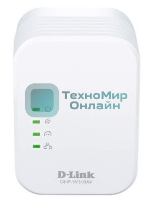Беспроводной PowerLine-адаптер D-Link DHP-W310AV N300 с поддержкой HomePlug AV