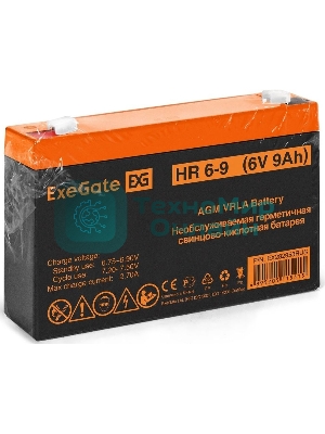 Батарея для ИБП ExeGate HR 6-9 (6V 9Ah, 634W), клеммы F2