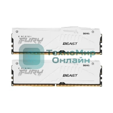 Оперативная память Kingston Fury Beast, DDR5, 32Gb (2x16GB), 6000MHz, CL30, DIMM, с радиатором, RGB, белый