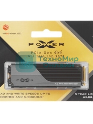 Накопитель SSD Silicon Power XS70, 2Tb, PCIe 4.0 x4, M.2 2280, NVMe, R/W 7300/6800, с радиатором