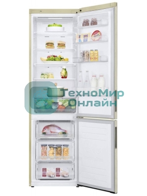 Холодильник LG GA-B509CESL бежевый глянцевый двухкамерный 277/107л морозилка снизу, No Frost