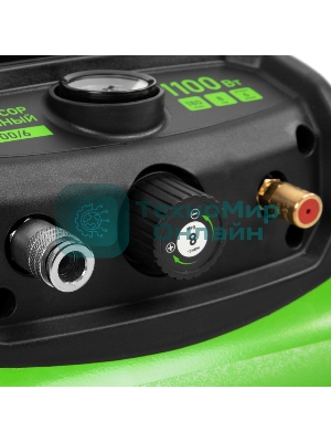 Компрессор воздушный безмаслянный Сибртех BL 1100/6 1100Вт, ресивер 6 л, 180 л/мин