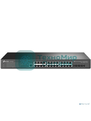 Коммутатор TP-Link JetStream 24-port Pure-Gigabit L2+ Managed Switch, 24 10/100/1000Mbps RJ45, 4*10G SFP+ Slots